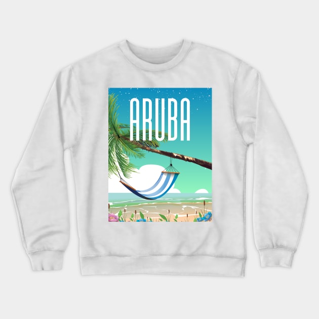 Aruba beach travel poster. Crewneck Sweatshirt by nickemporium1